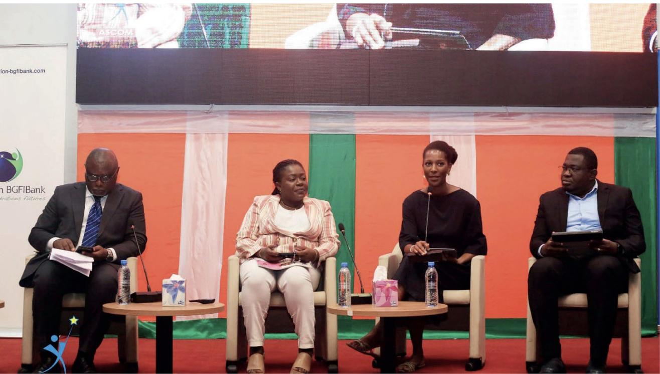 Eloïne Barry, Christine Logbo-Kossi et Ben Kader Diomandé lors d'un panel des ASCOM
